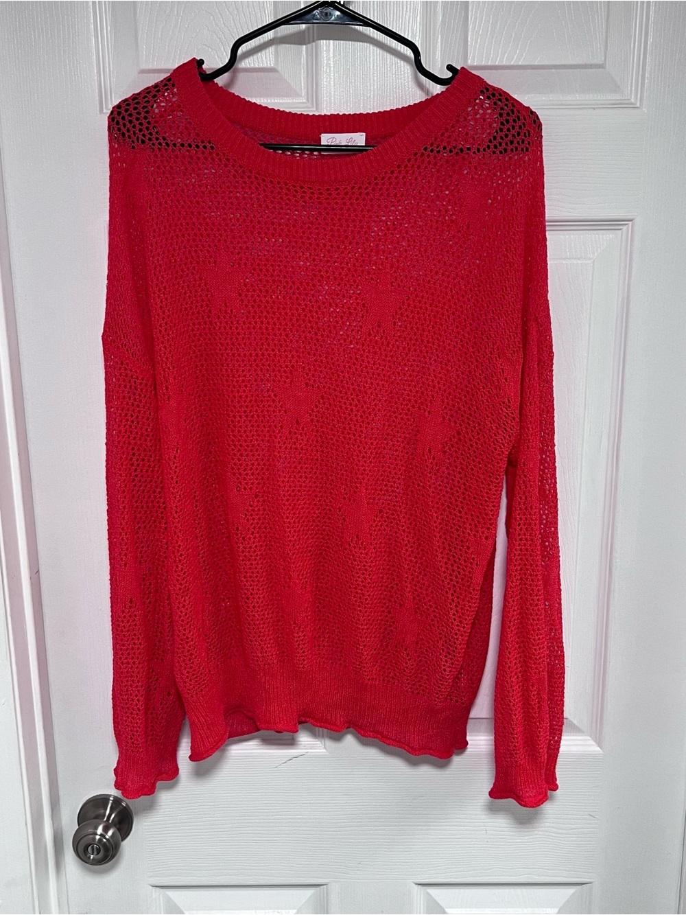 Pink Lily Open-Knit Lightweight Red Sweater - Women Size M